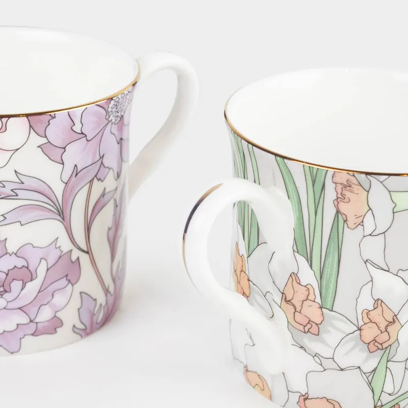 Кружка, 330 мл, 2 шт, фарфор F, с золотистым кантом, Цветы, Surreal, image-6