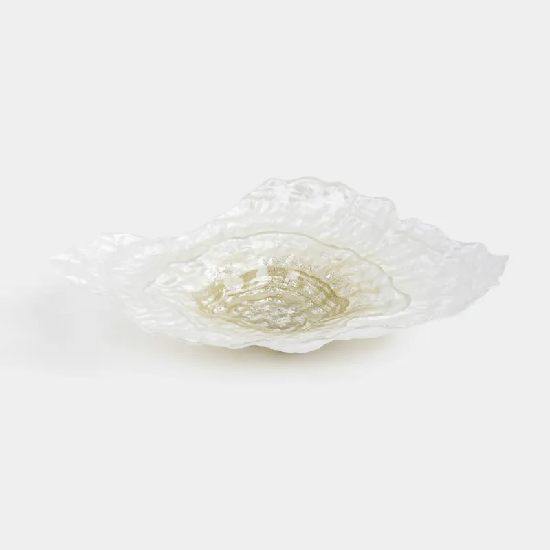 Блюдо, 38х29x7 см, стекло, молочное/шампань, Устрица, Shellfish