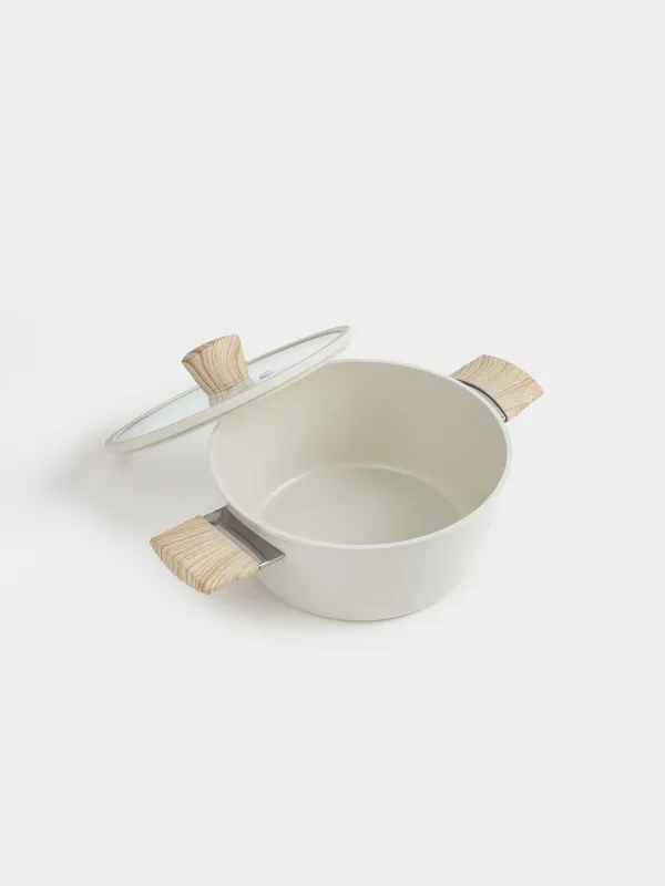 Кәстрөл, 24 см, 3,9 л, қақпағы бар, қапталған, алюминий, сүт түсті, Sentimentality, image-1