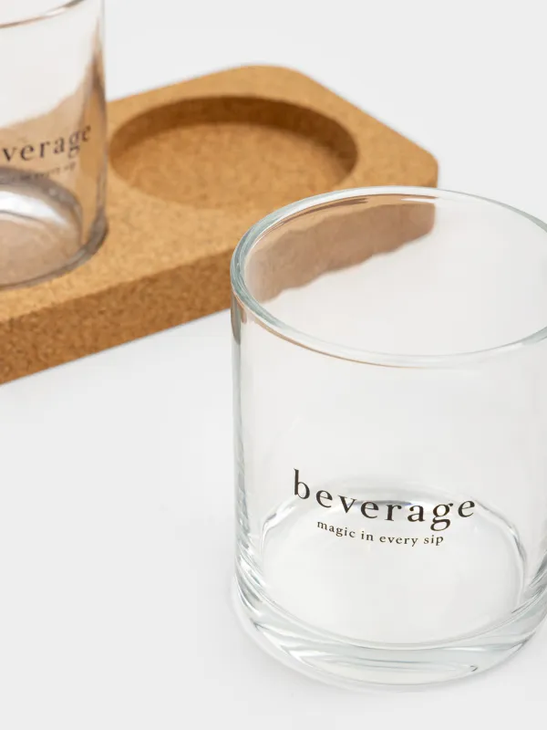 Стакан, 13 см, 300 мл, 2 шт, на подставке, стекло/пробка, Beverage, Clear cork, image-3