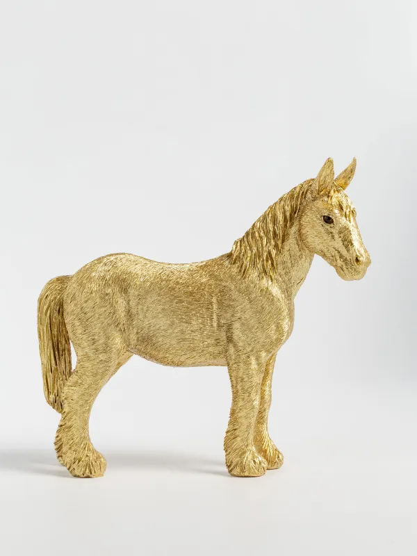 Мүсінше, 17х16 см, полирезин, алтын, Жылқы, Horse gold, image-1
