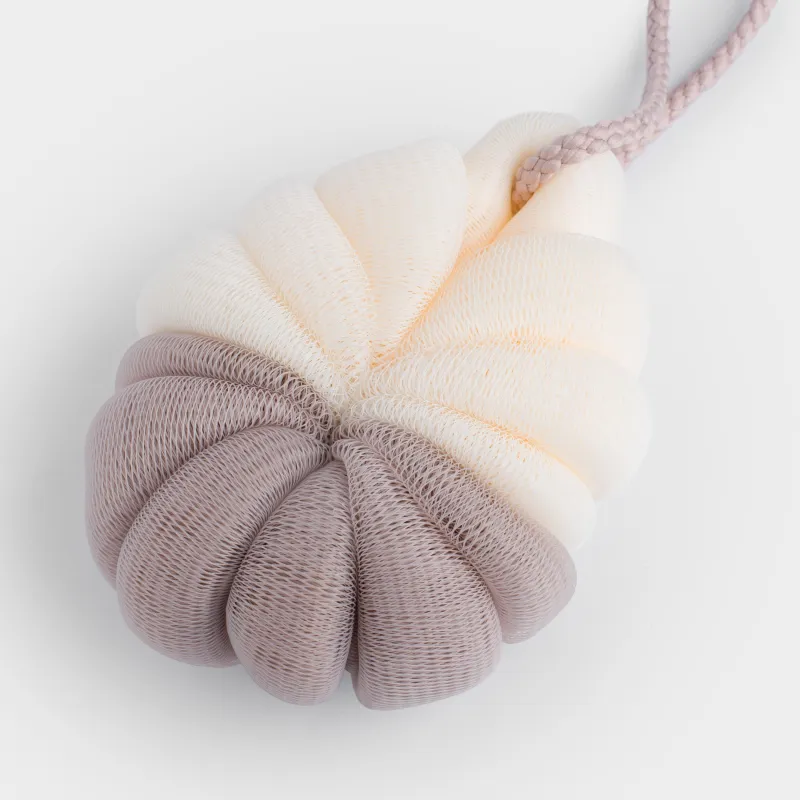 Мочалка для мытья тела, 13 см, полиэтилен, бежево-белая, Цветок, Showy, image-3