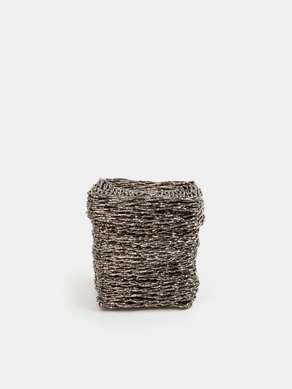 Қобдиша, 10х10 см, моншақ, қою сұр, Shiny beads, image-1