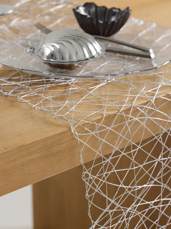 Үстел төсеніші, 40х160 см, целлюлоза/ПЭТ, күміс, Өрмекші торы, Azhur Grid, image-3