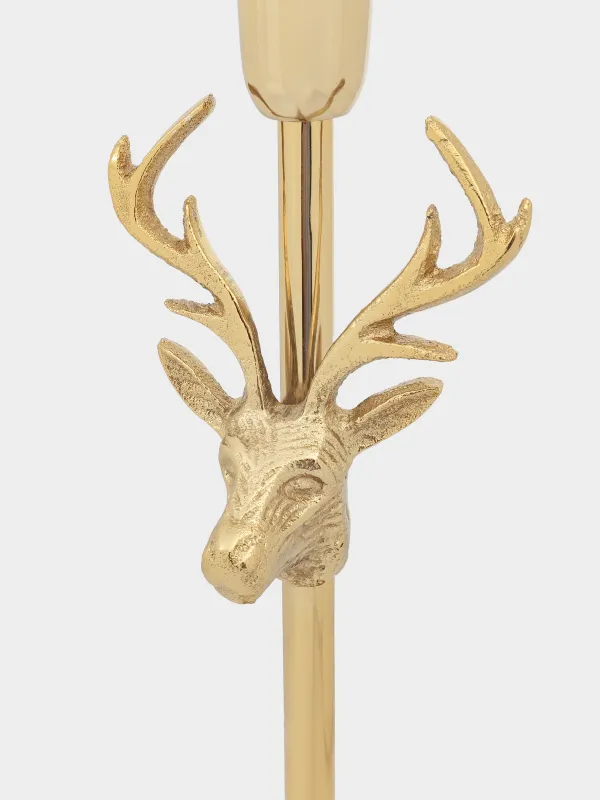 Шам ұстағыш, 30 см, жіңішке шамға арналған, аяқты, металл, алтын, Бұғы, Arctic deer, image-3