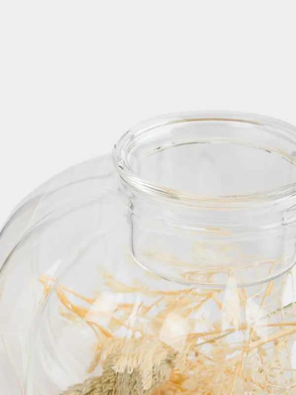 Шам ұстағыш, 13х9 см, шай шамына арналған, шыны Б, кептірілген гүлдері мен жапырақтары бар, Асқабақ, Decor candle, image-3