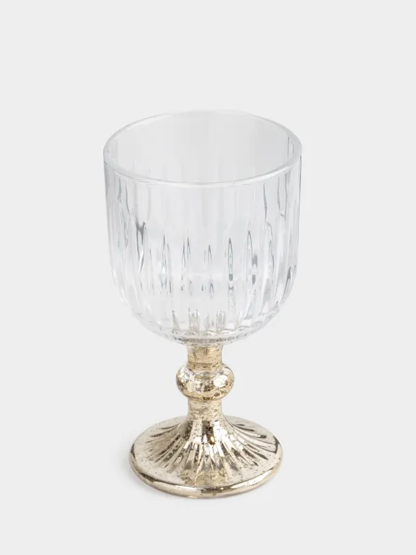 Бокал-кубок для вина, 350 мл, стекло Р, Золотистая ножка, Patina, image-1