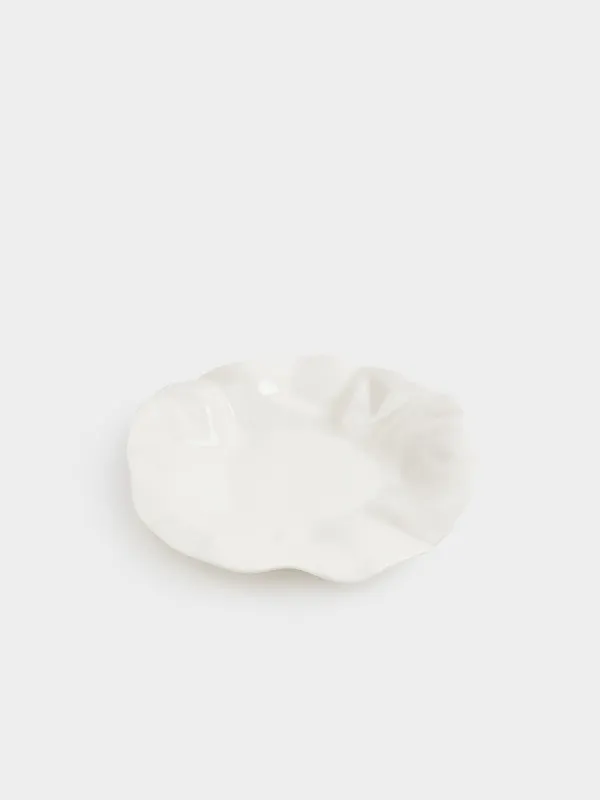 Түскі ас тәрелкесі, 25 см, фарфор N, сүт түстес, Мыжылған эффект, Crumple, image-1