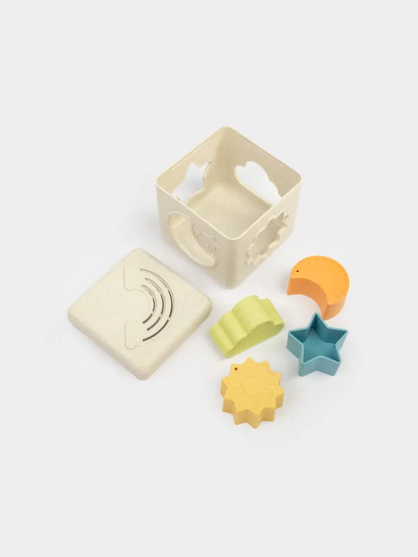 Игрушка-сортер, 11 см, 5 пр, развивающая, растительное волокно/пластик, Кубик, Kiddy, image-0