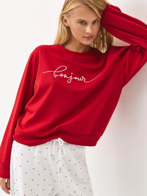 Әйелдер киім жиынтығы, үйге арналғанге арналған, өлшемі S, полиэстер/вискоза, қызыл және ақ, Жүректер, Jodie, image-3