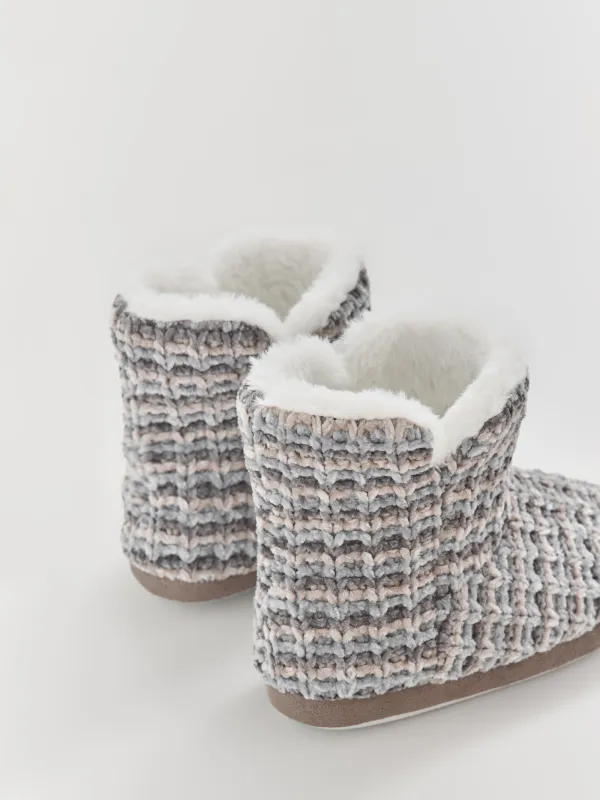 Әйелдер тәпішкелері, үйге арналған, өлшемі 36-37, ұзын, шенилл/жасанды үлбір, сұр, Knitted soft, image-3