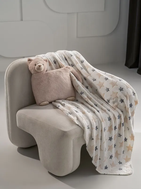 Жастығы бар жамылғы, 130х150 см, жүн/плюш, сарғылт-қоңыр, Мысық, Plush animals, image-6