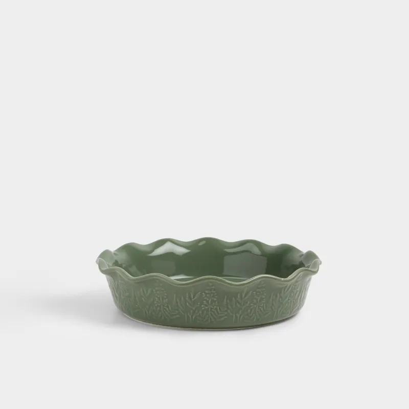 Форма для запекания, 28 см, керамика, круглая, зеленая, Ветви, Forest ode