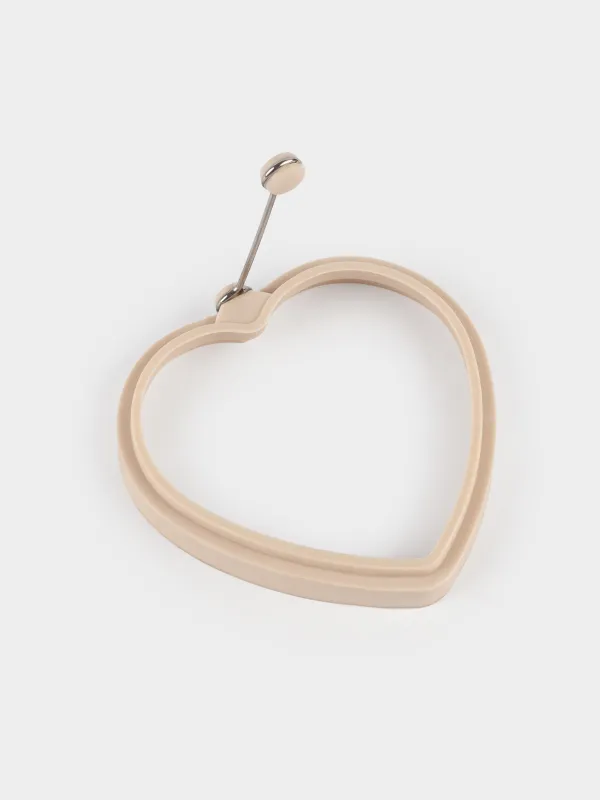 Форма для оладий/яиц, 12 см, силикон, бежевая, Сердце, Manny, image-3