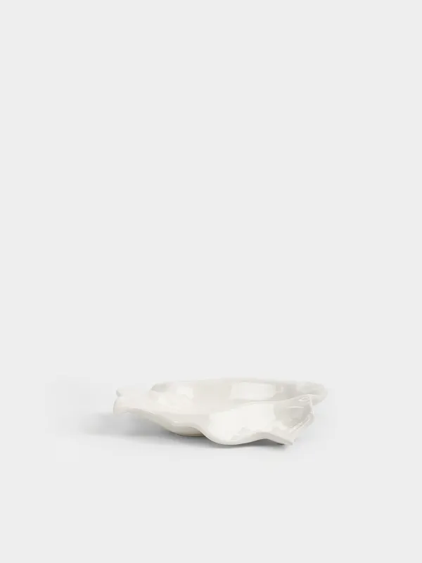 Сәндік ыдыс, 19х15х4 см, керамика, сүт түстес, Мыжылған әсер, Crumple, image-2