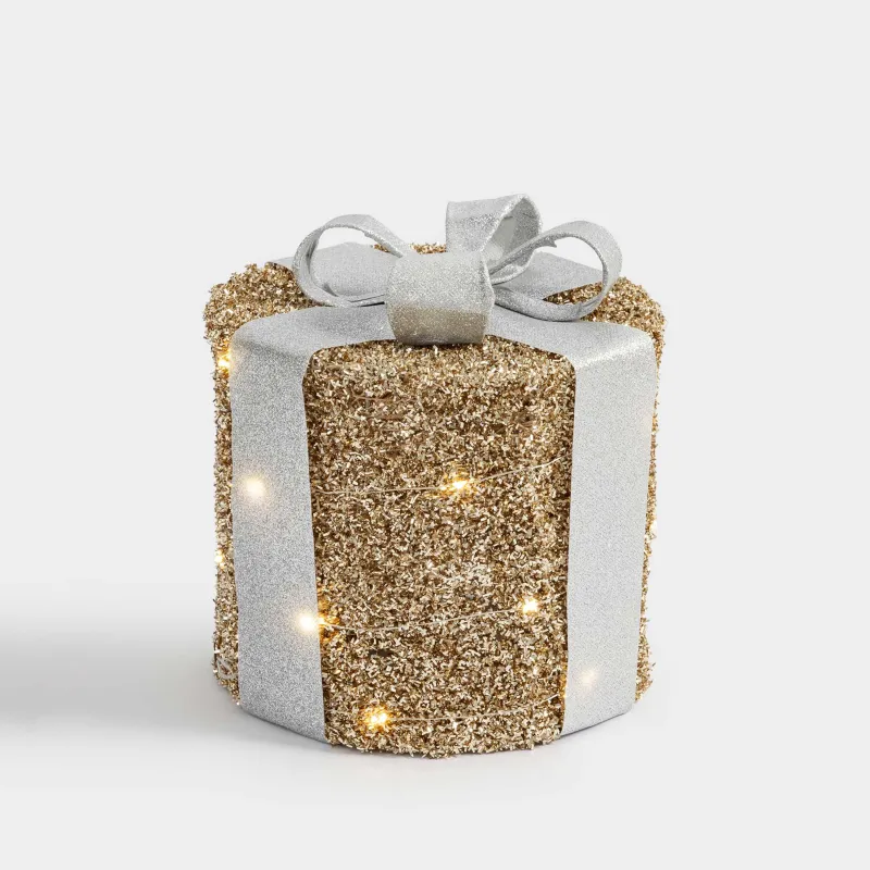 Мүсінше, жарықтандырылған, 25 см, металл, дөңгелек, шампан, Сыйлық, Frosty sparks