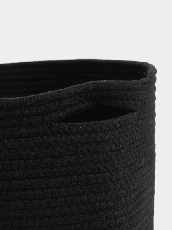 Сумка для хранения белья, 38х40 см, с ручками, хлопок, круглая, черная, Tote, image-2