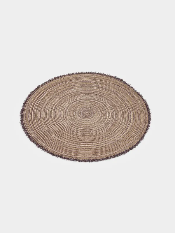 Салфетка под приборы, 38 см, с бахромой, полиэстер, круглая, коричневая, Rotary, image-3