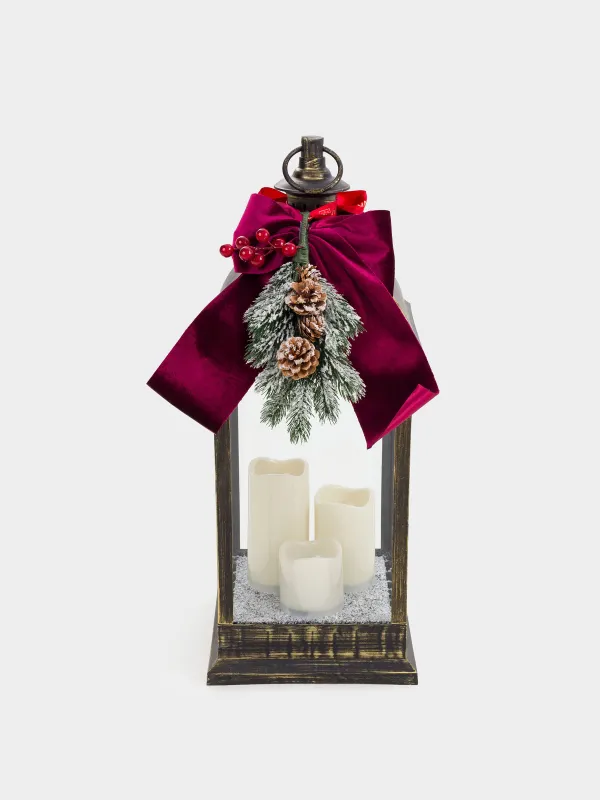 Сәндік шам, 60 см, пластик, қола, Шамдары бар шам, Bronze style, image-0