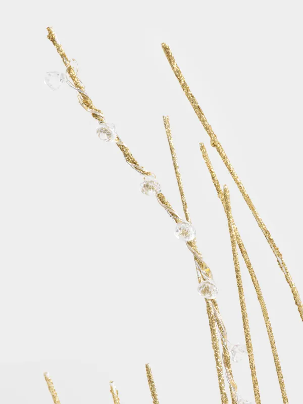 Сәндік бұтақ, 1 м, жарықтандырылған, полипропилен/металл, алтын түстес, Кристалдар, Crystal decor, image-2