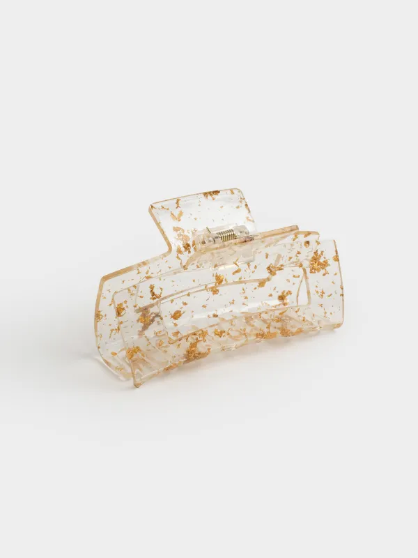 Шаш қыстырғыш, 10 см, пластик/металл, алтын түстес, Шашқа арналған краб, Glam, image-0