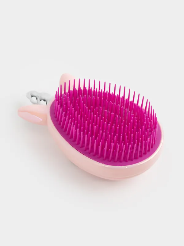 Шашқа арналған массаж тарағы, 12 см, балалар, пластик/силикон, қызғылт, Бір мүйізді, Unicorn, image-1