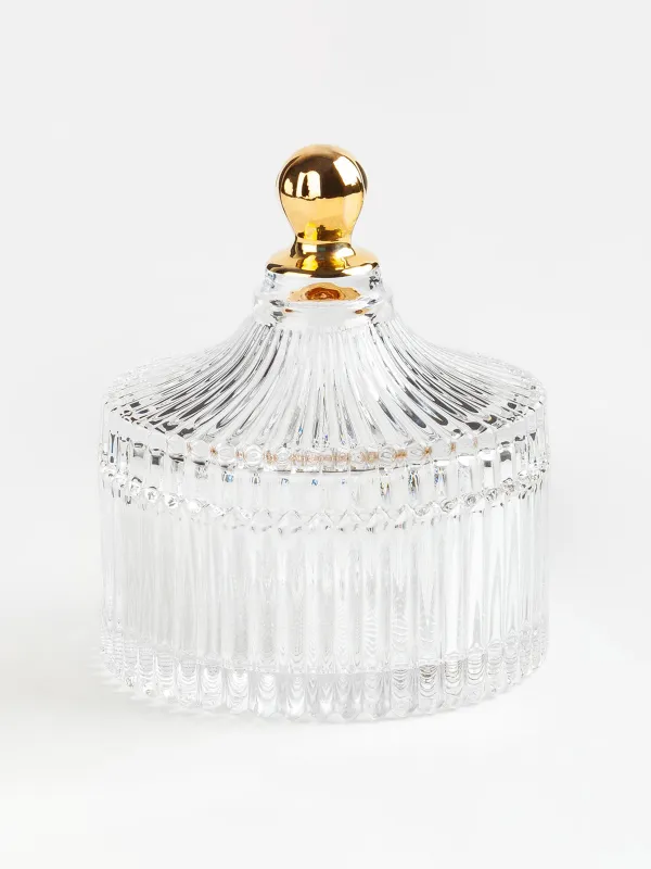 Емкость для хранения, 10х12 см, 210 мл, стекло Р, с золотистой ручкой, Selene, image-0