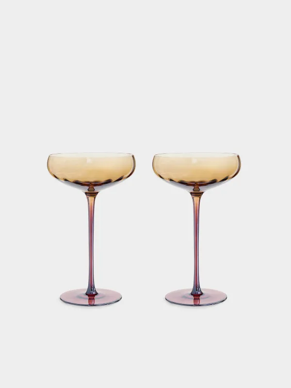 Шампан бокалы, 220 мл, 2 дана, шыны, кәріптас-қоңыр, Filo R color, image-0