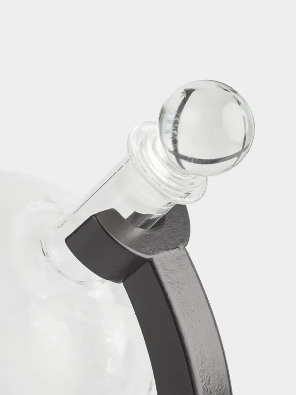 Графин, 650 мл, тұғырда, ағаштан жасалған шыны, Арыстаны бар глобус, Bar, image-2