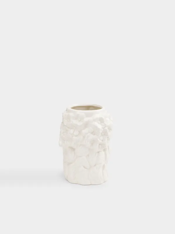 Гүл вазасы, 17 см, сәндік, керамика, сүт түстес, Гүлдер арасындағы әйел беті, Girls, image-1