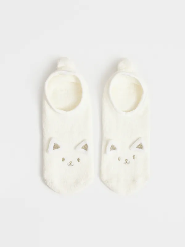 Әйелдер шұлықтары, үйге арналған, өлшемі 39-41, шенилл, сарғылт-қоңыр, Мысық, Funny chenill, image-0