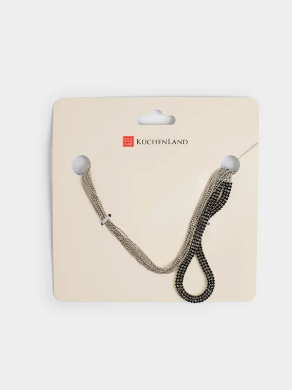 Алқа, 65 см, металл/страздар, қара, Кристалдар, Jewelry black, image-4