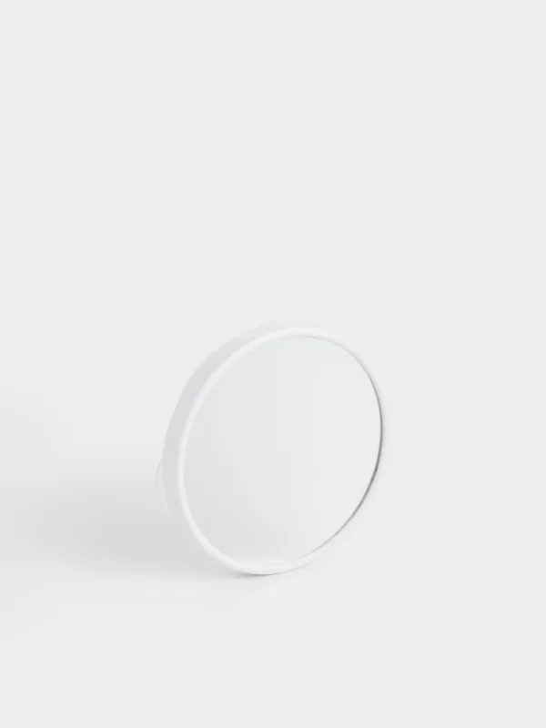 Аспалы айна, 13/12 см, үлкейткіш, сорғыштары барры бар, пластик, дөңгелек, ақ, Vesta, image-0