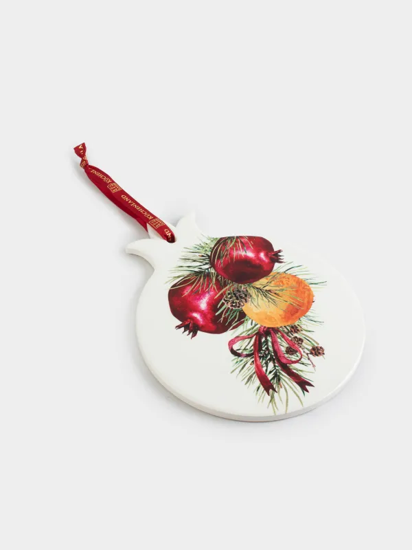 Ыстыққа арналған тұғыр, 14х28 см, керамика/тығын, ақ, Анарлар және апельсиндер, Christmas miracle, image-3