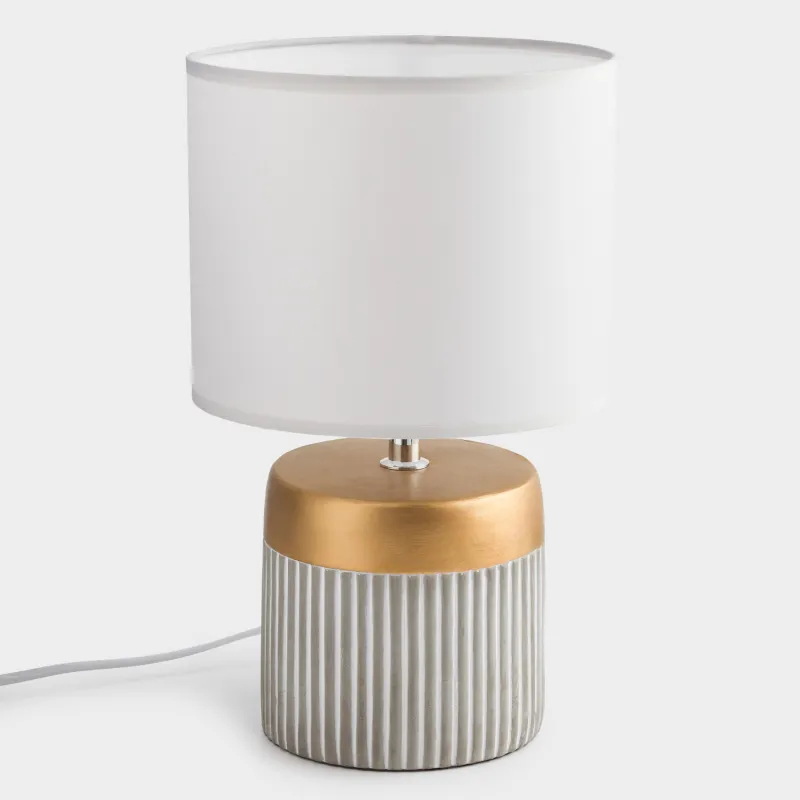 Светильник настольный, 38 см, цемент/полиэстер, молочный, Impulses light