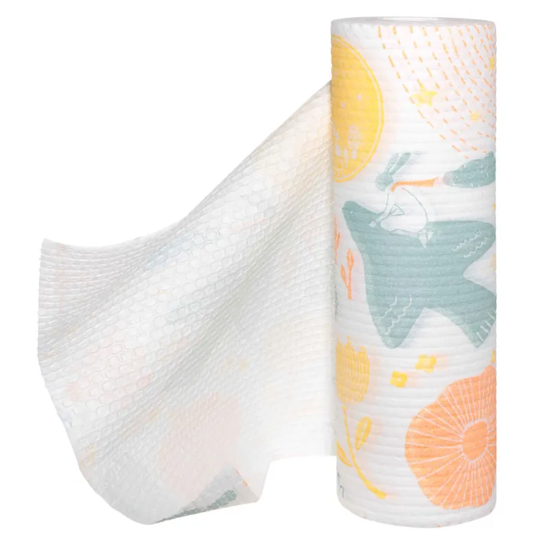 Полотенца рулонные, 25х25 см, 50 шт, целлюлоза, белые, Цветы, Roll, image-1