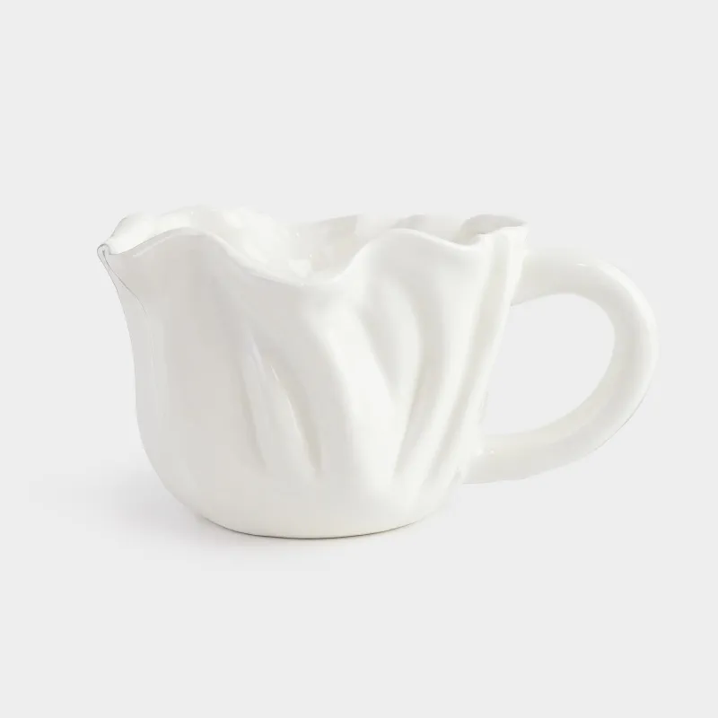 Саптыаяқ, 400 мл, керамика, сүт түстес, Мыжылған әсер, Crumple, image-0