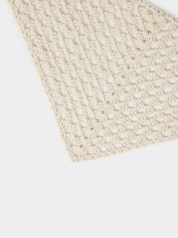 Косынка женская, единый размер, вязаная, хлопок, бежевая, Knitting lace, image-2