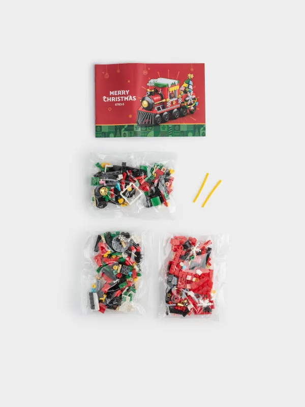 Конструктор, 20х10 см, 322 детали, пластик, цветной, Паровоз, Hobby kids, image-3