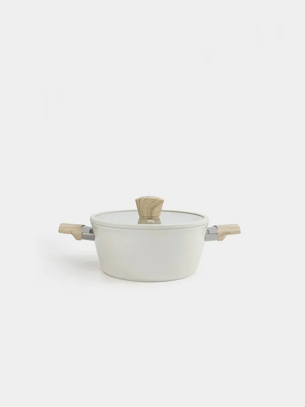 Кәстрөл, 20 см, 2,3 л, қақпағы бар, қапталған, алюминий, сүт түсті, Sentimentality, image-0