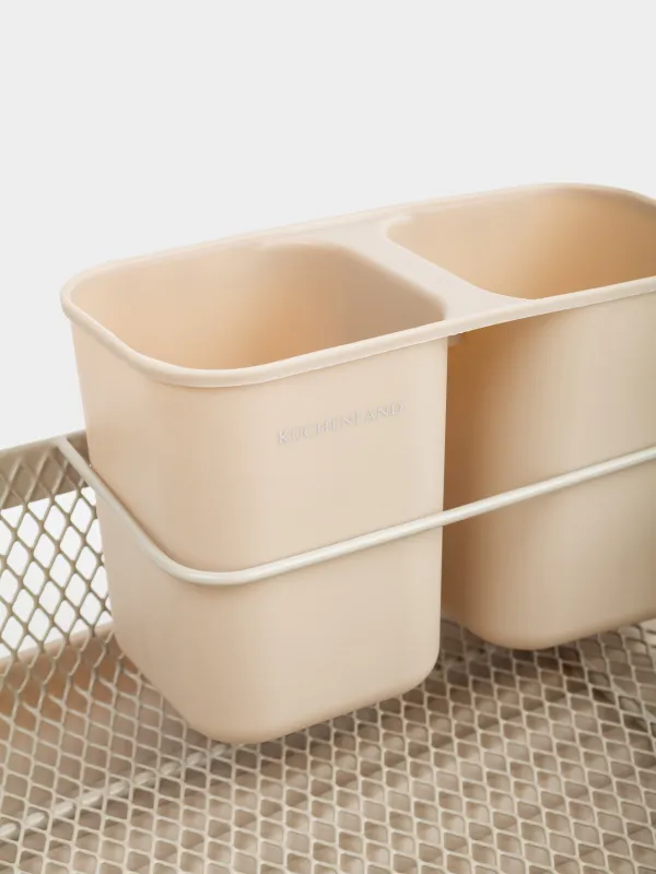 Ыдысқа арналған кептіргіш, 43х32 см, науасы бар, пластик/металл, сұр-сарғылт-қоңыр, Dainty twin, image-2