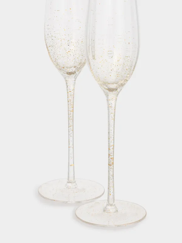 Бокал для шампанского, 2 шт, Золотистые брызги, Filo R speck, image-2