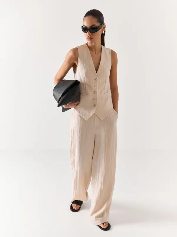 Әйелдер шалбары, өлшемі L, вискоза/полиэстер, сүт түстес, Giselle, image-0