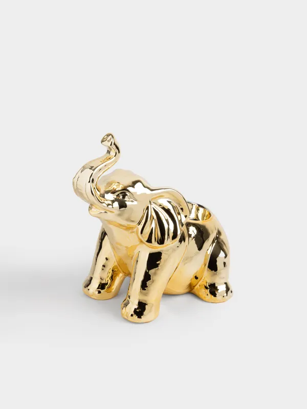Подставка для бутылки, 23x22 см, фарфор P, золотистая, Слон, Elephant, image-3