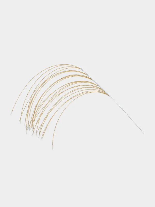 Сәндік бұтақ, 62 см, моншақтар/металл, алтын, Тал, Curved decor, image-0