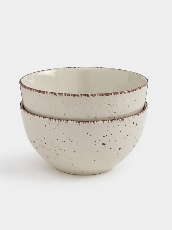 Тарелка суповая, 14х7 см, 2 шт, керамика, бежевая, в крапинку, Speckled, image-0