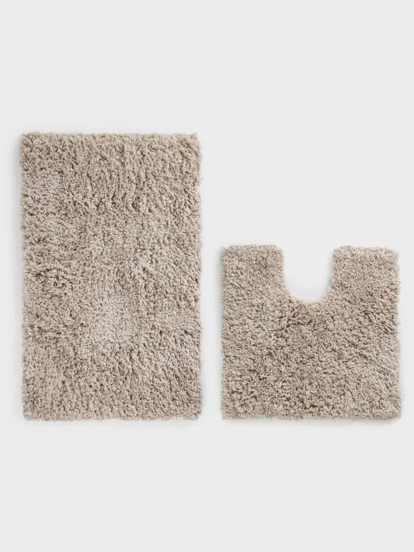 Жуынатын бөлмеге арналған кілемше, 50x80/50x50 см, 2 дана, сырғанауға қарсы, полиэстер, құмды, Spark, image-0