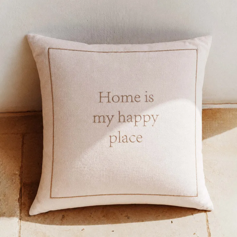 Подушка декоративная, 45х45 см, Home is my happy place, Chenill
