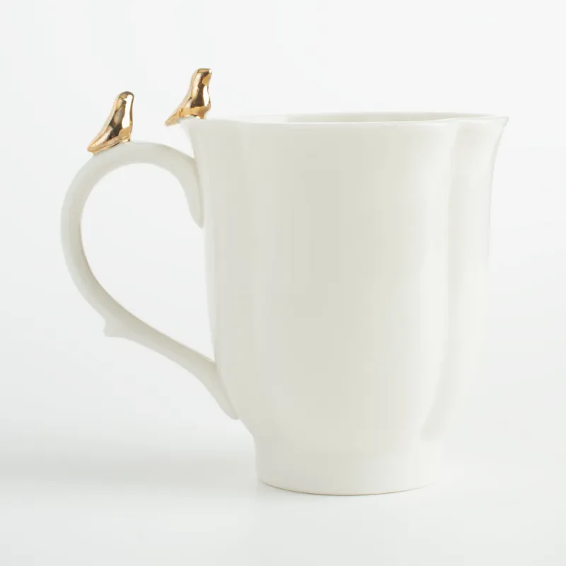 Кружка, 370 мл, фарфор P, молочная, Птицы на ручке, Paradise garden, image-3