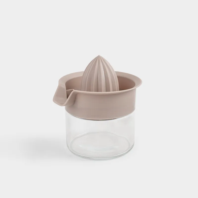 Цитрустарға арналған шырын сыққыш, 370 мл, контейнері бар, пластик/шыны, сұр және сарғылт-қоңыр, Country